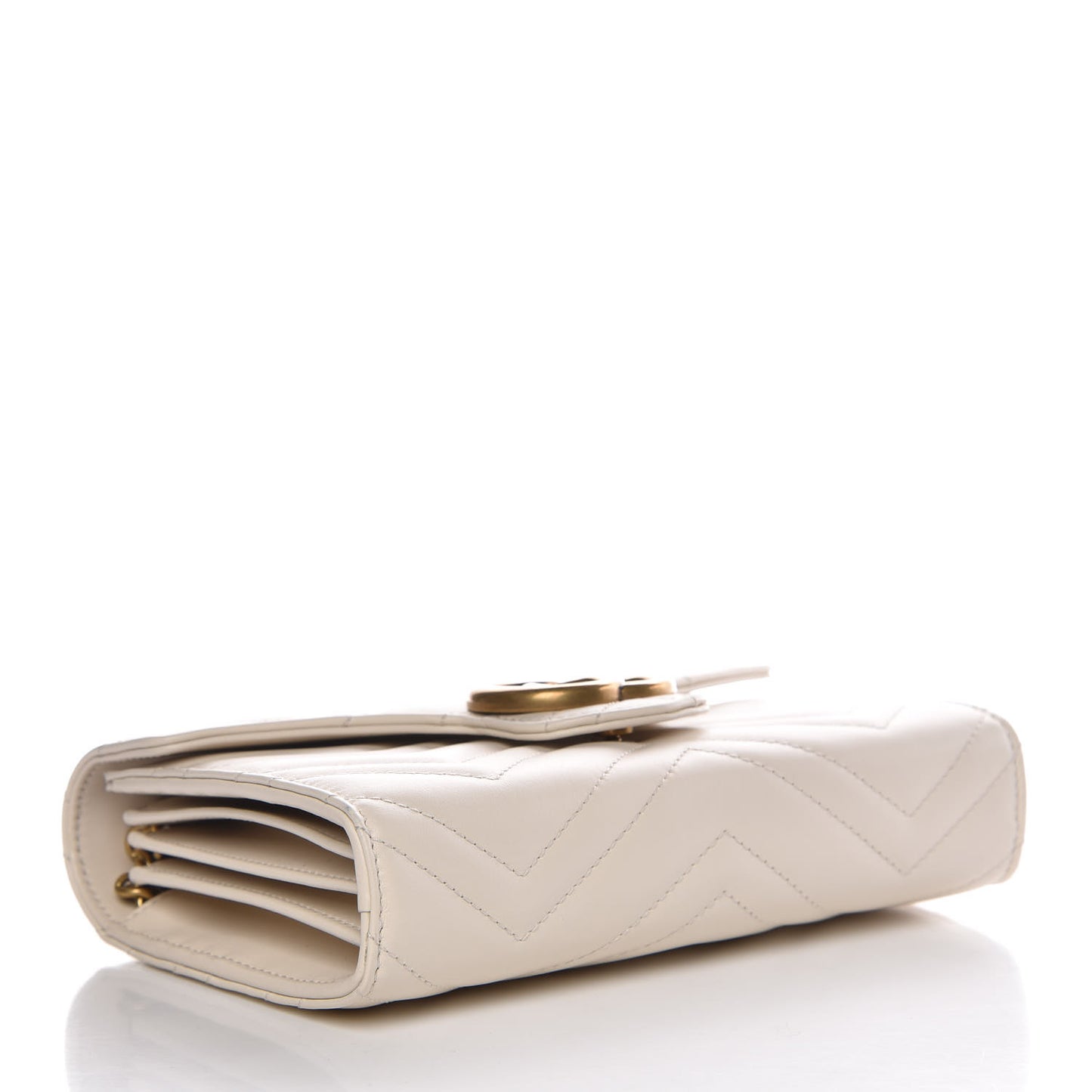 Calfskin Matelasse GG Marmont Chain Wallet Mystic White