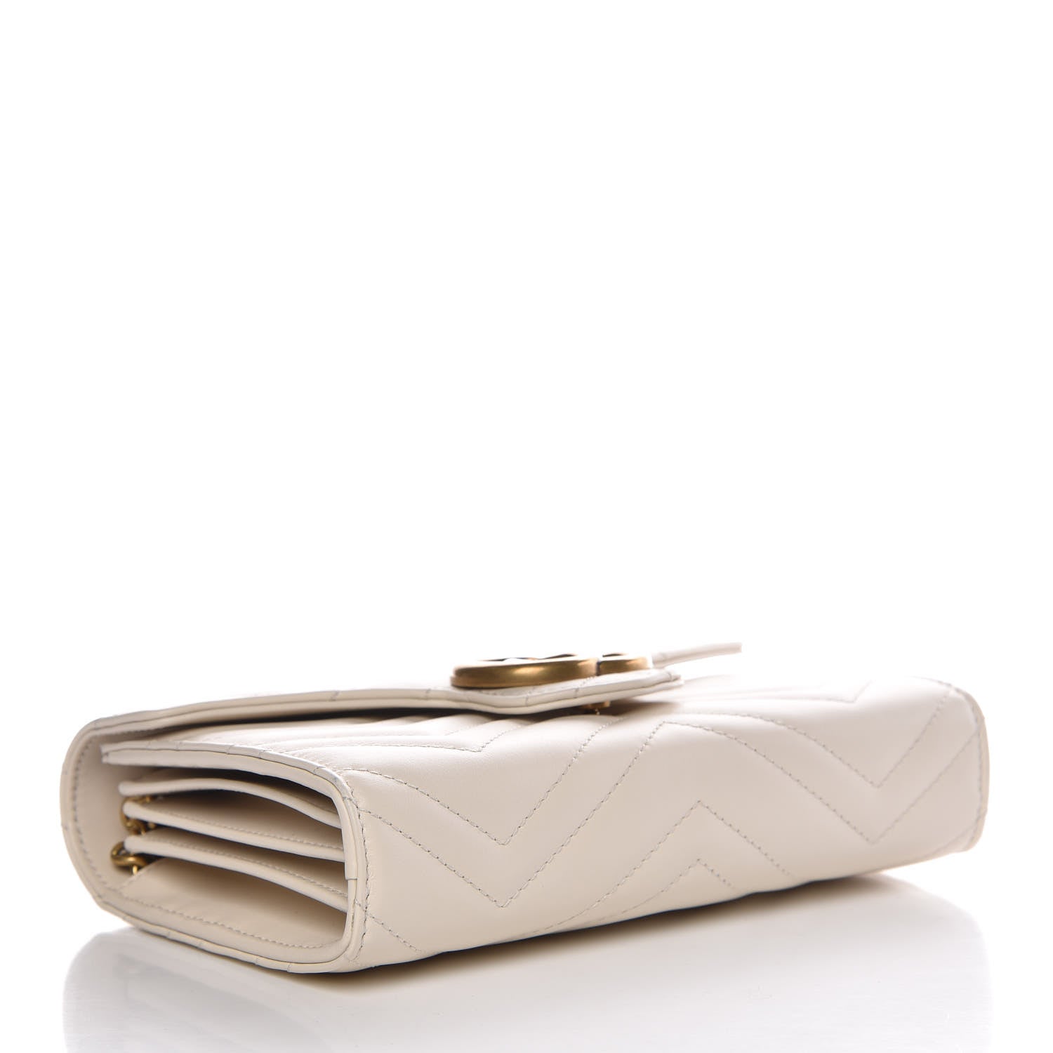 Gucci Calfskin Matelasse GG Marmont Chain Wallet Mystic White 5 of 9
