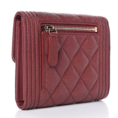 Chanel Caviar Quilted Compact Boy Wallet Burgundy 3 of 8