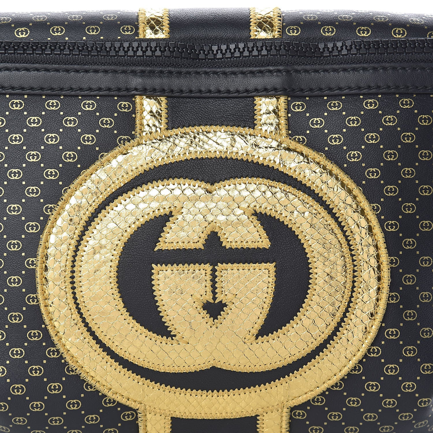 Gucci X DAPPER DAN Calfskin Laminated Ayers GG Micro Monogram Mens Belt Bag Black 9 of 11