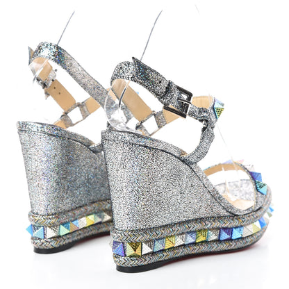Christian Louboutin Nappa Mica Pyraclou 110 Wedge Sandals 36 Silver 4 of 9