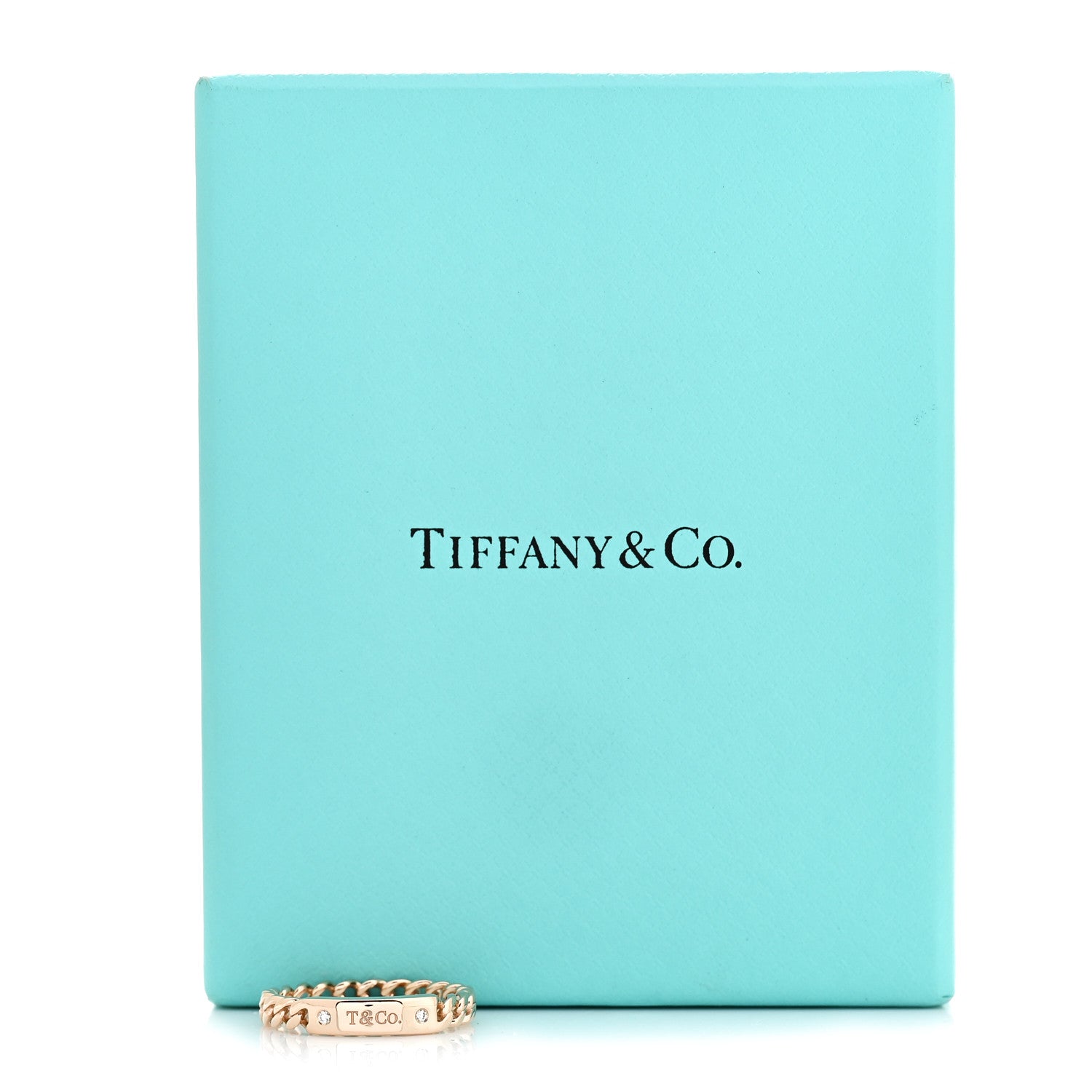Tiffany 18K Rose Gold Diamond Micro Link Ring 58 8.25 4 of 4