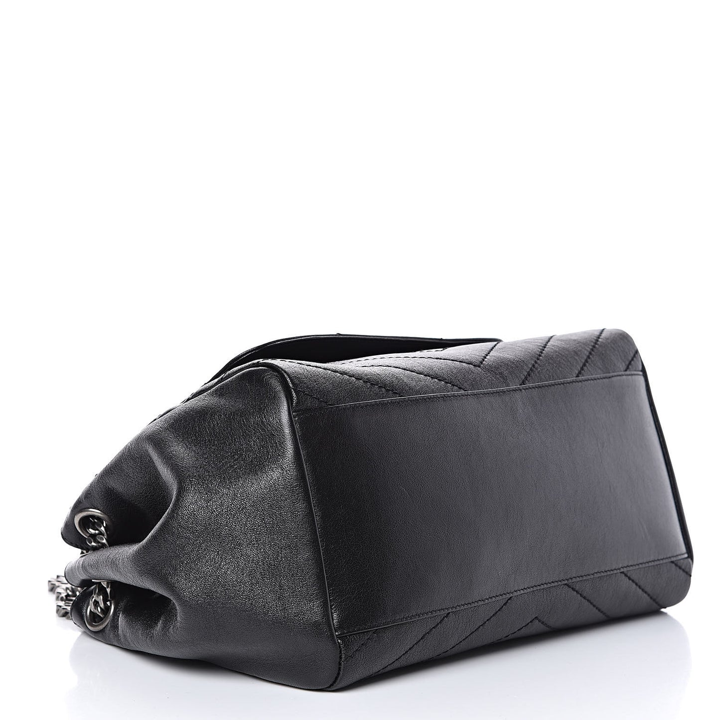Vintage Lambskin Chevron Monogram Medium Nolita Black