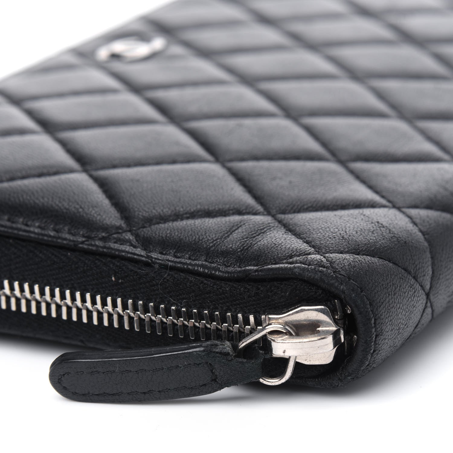Chanel Lambskin Quilted Large Zip Around Organizer Wallet Black 7 of 10