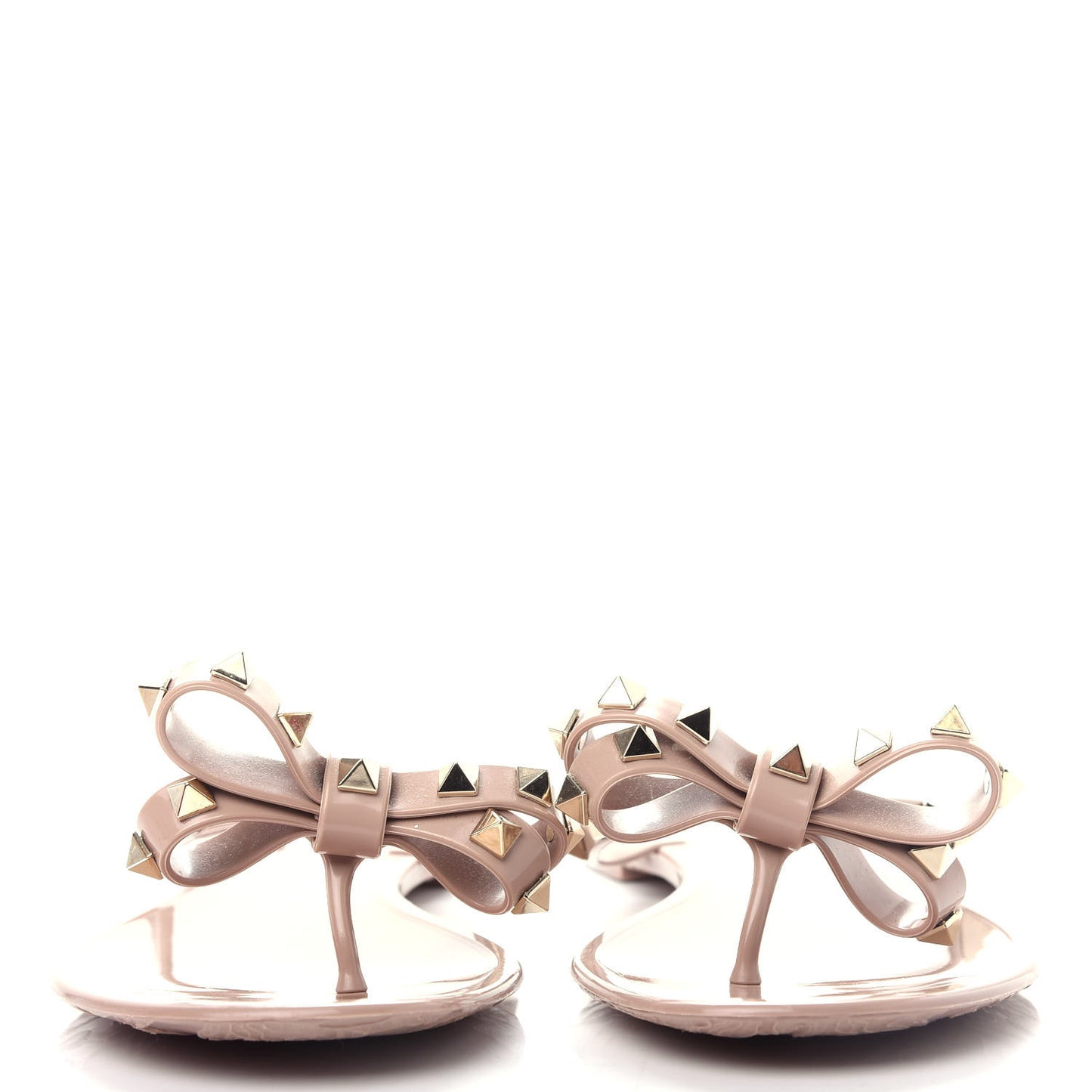 PVC Jelly Rockstud Bow Thong Sandals 39 Poudre