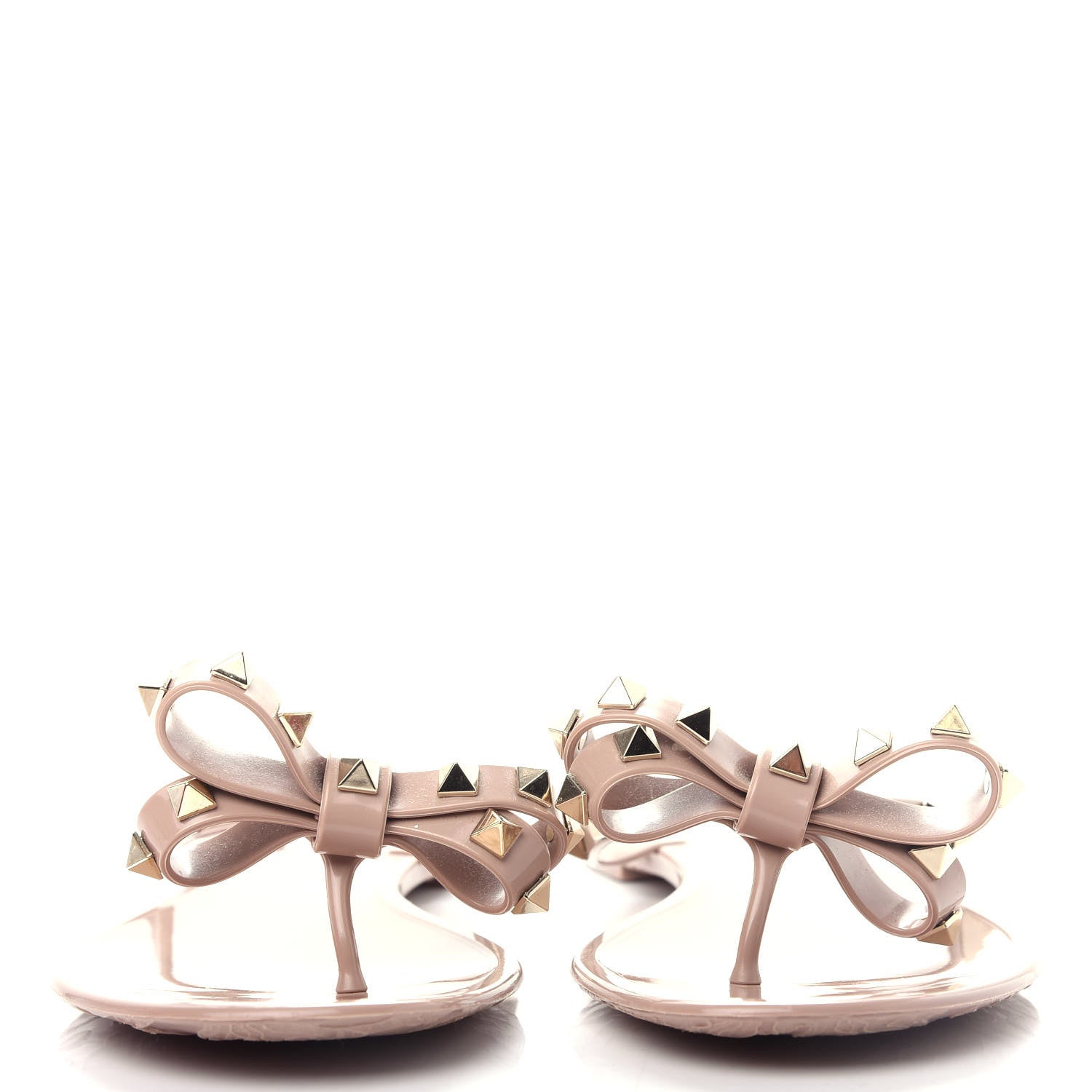 Valentino Garavani PVC Jelly Rockstud Bow Thong Sandals 39 Poudre 2 of 10
