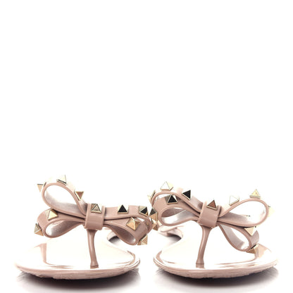 Valentino Garavani PVC Jelly Rockstud Bow Thong Sandals 39 Poudre 2 of 10