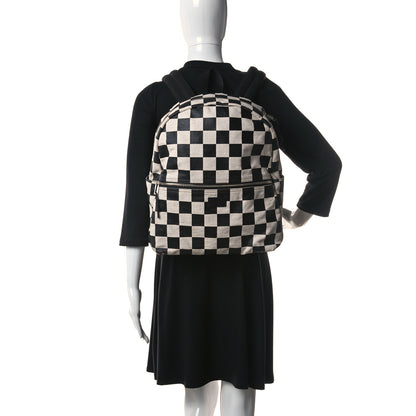 Saint Laurent Calfskin Checked Print Nuxx Backpack Black White 2 of 14