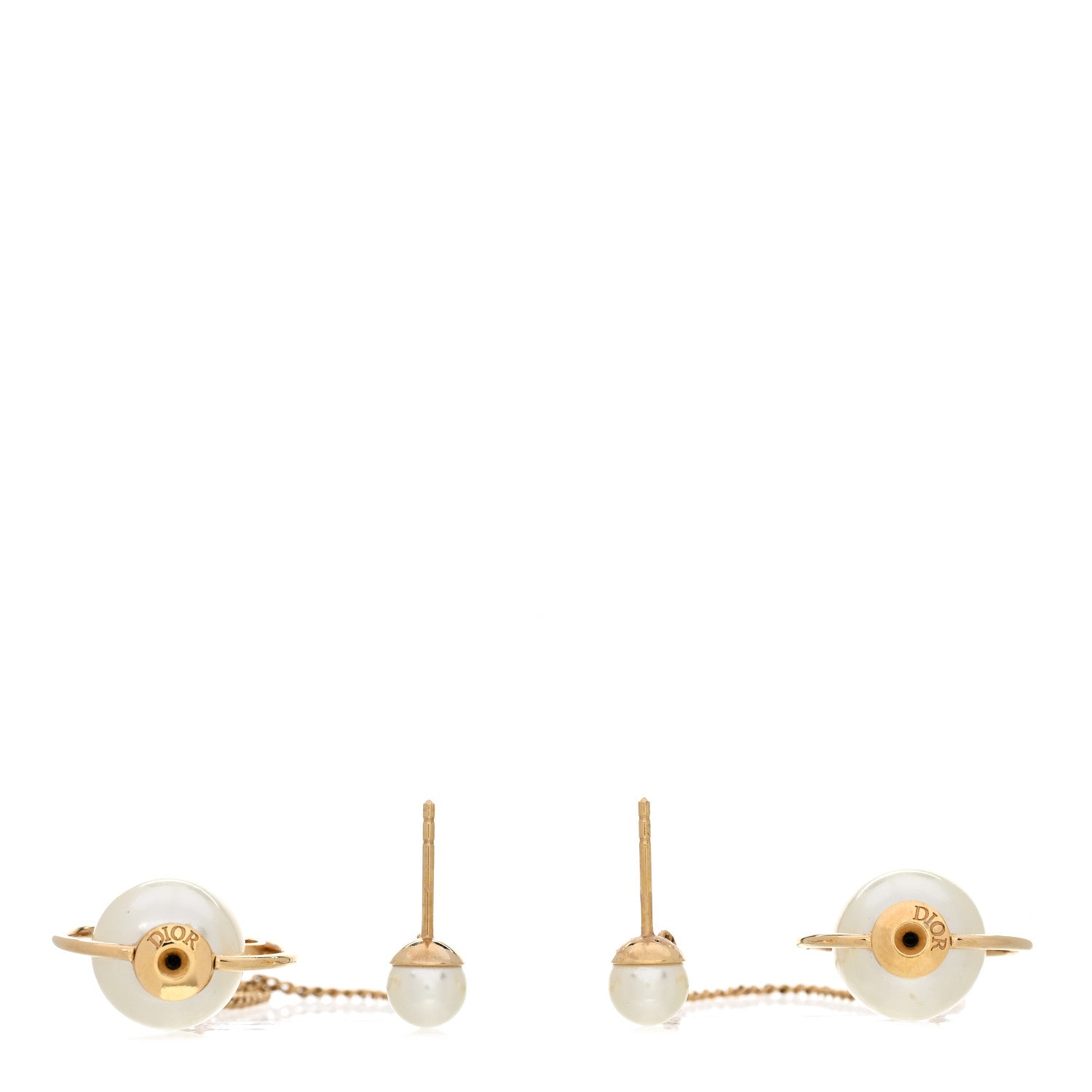 Christian Dior Pearl Tribales Dangle Chain Earrings Gold 3 of 5