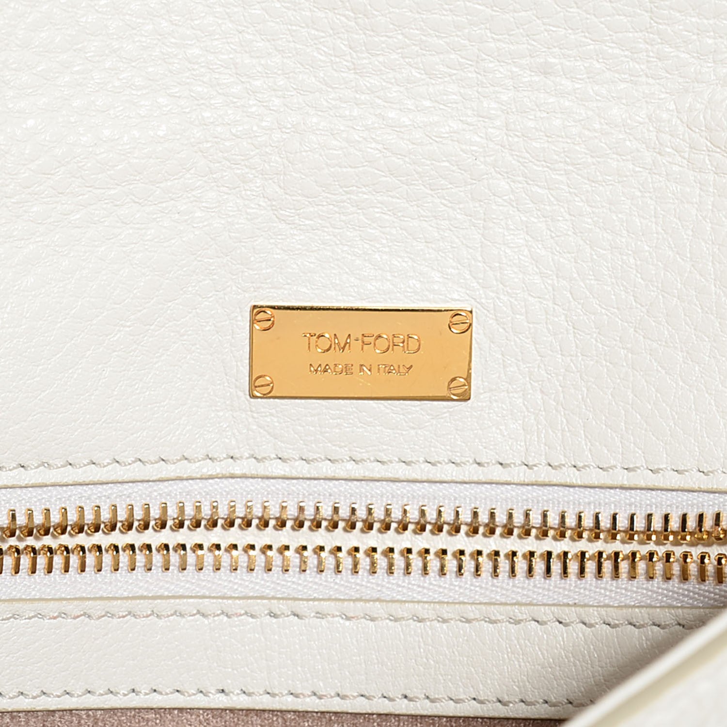 Tom Ford Pebbled Calfskin Alix Zip + Padlock Crossbody White 6 of 7