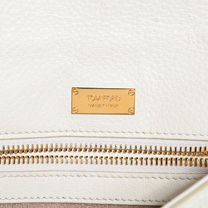 Tom Ford Pebbled Calfskin Alix Zip + Padlock Crossbody White 6 of 7