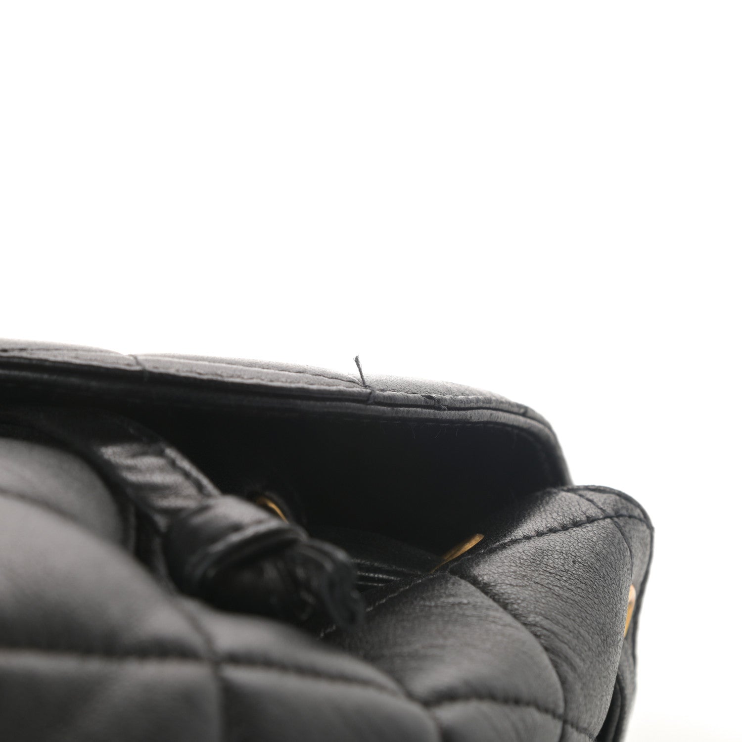 Chanel Lambskin Quilted Drawstring Backpack Black 13 of 14