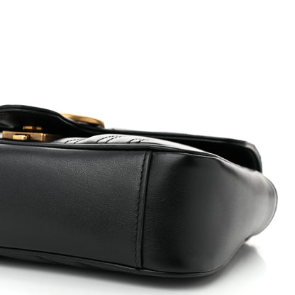 Gucci Calfskin Matelasse Mini GG Marmont Shoulder Bag Black 10 of 12