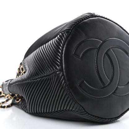 Chanel Lambskin Chevron Drawstring Bag Black 9 of 11