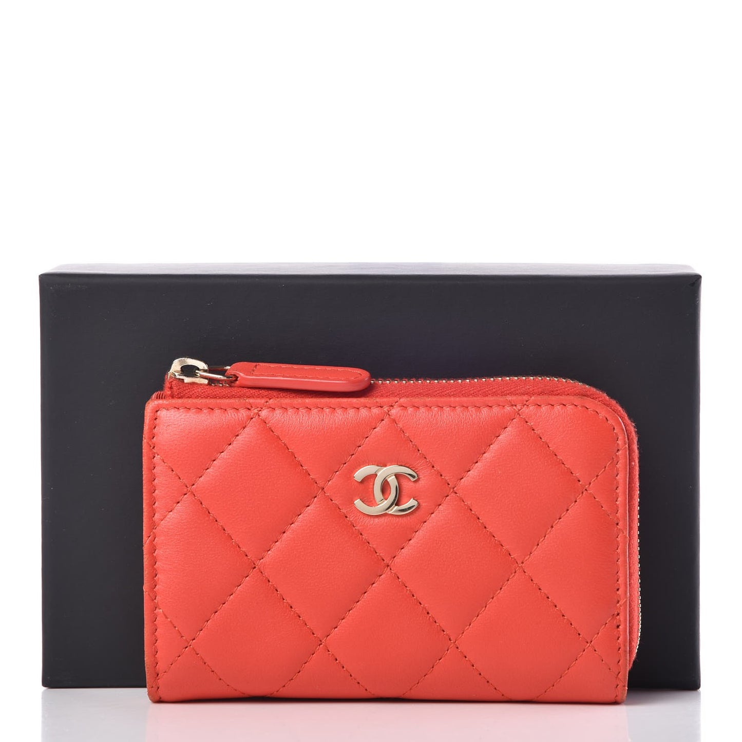 Lambskin Quilted Key Holder Case Red