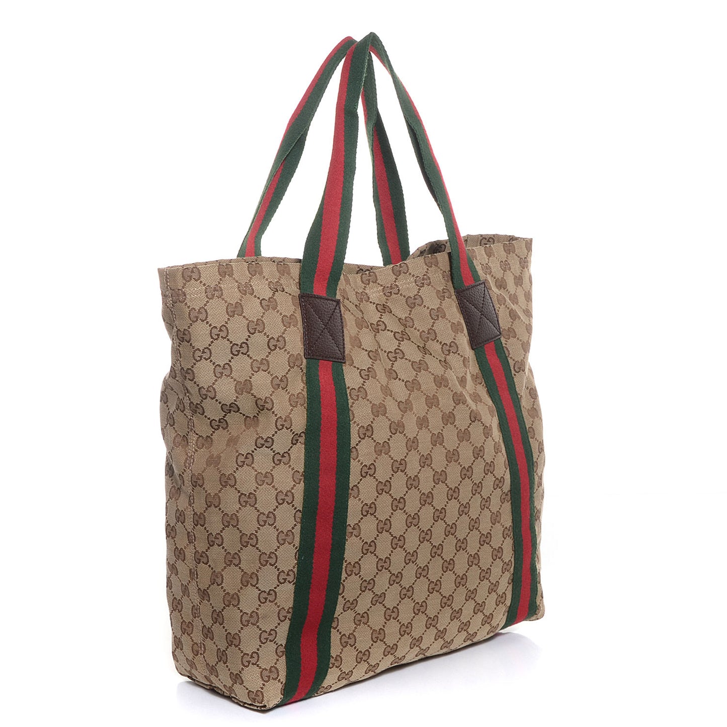 GG Monogram Medium Web Handle Vertical Tote Bag Dark Brown