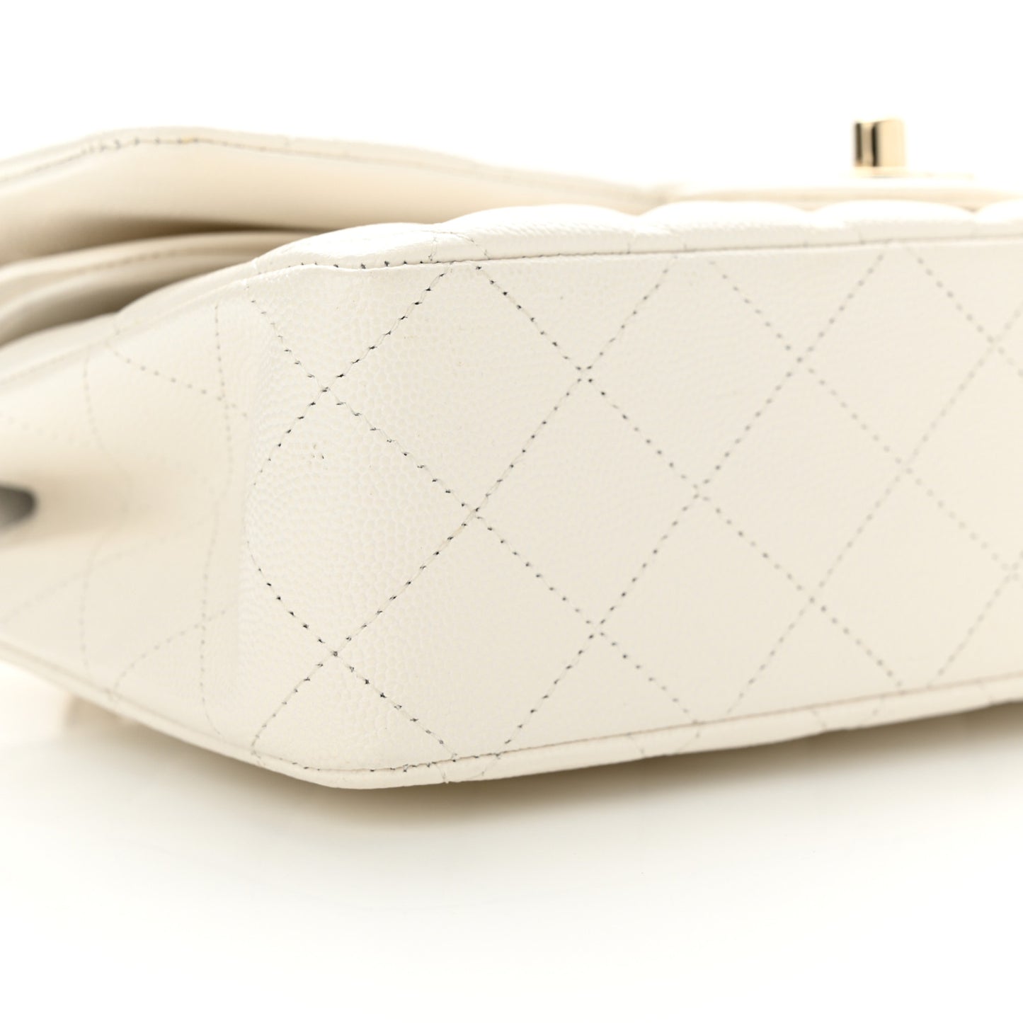 Caviar Quilted Medium Double Flap White