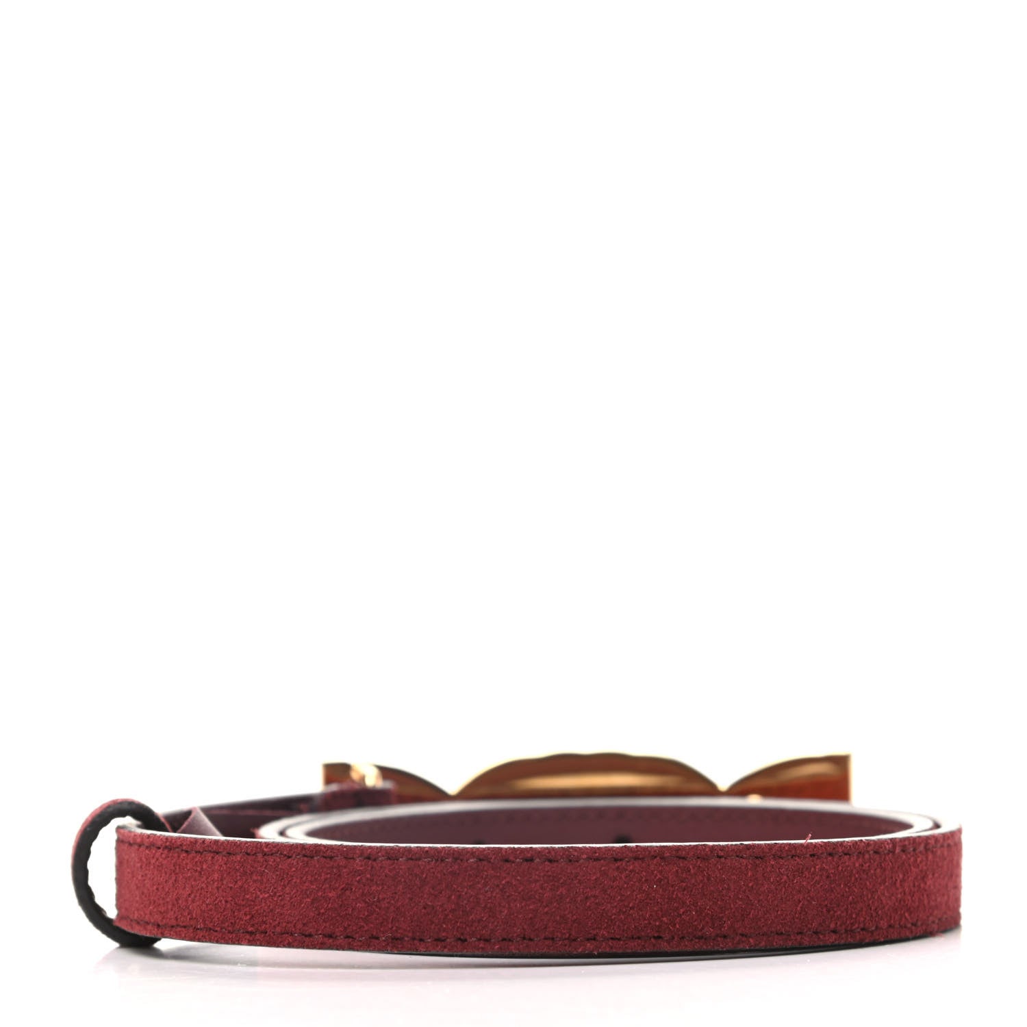 Gucci Suede Icaro Plaque Interlocking G 15mm Belt 75 30 Red 2 of 6