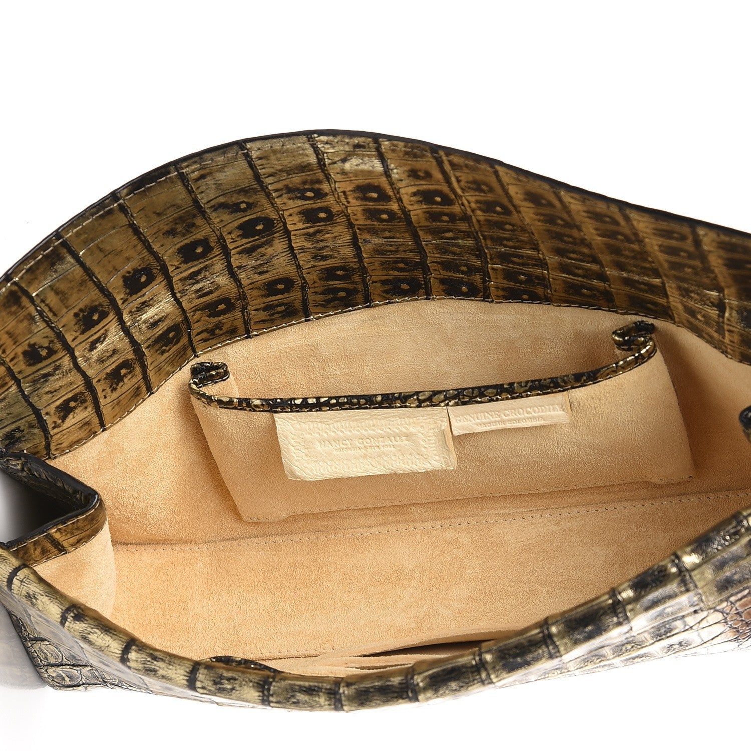 Nancy Gonzalez Metallic Crocodile Clutch Black Gold 5 of 7