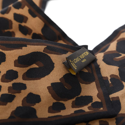 Louis Vuitton Silk Leopard Bandeau Scarf Marron 2 of 4