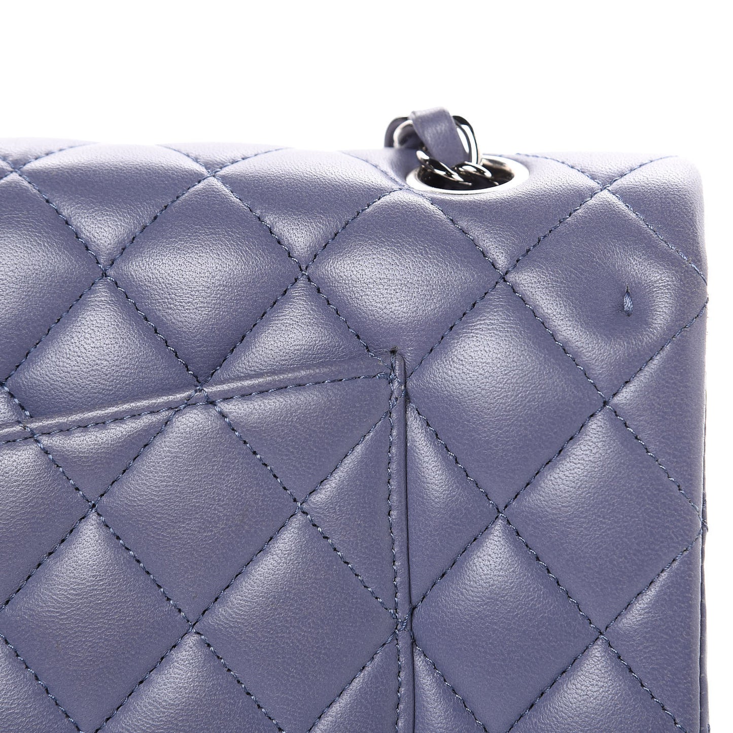 Lambskin Quilted Medium Double Flap Light Purple