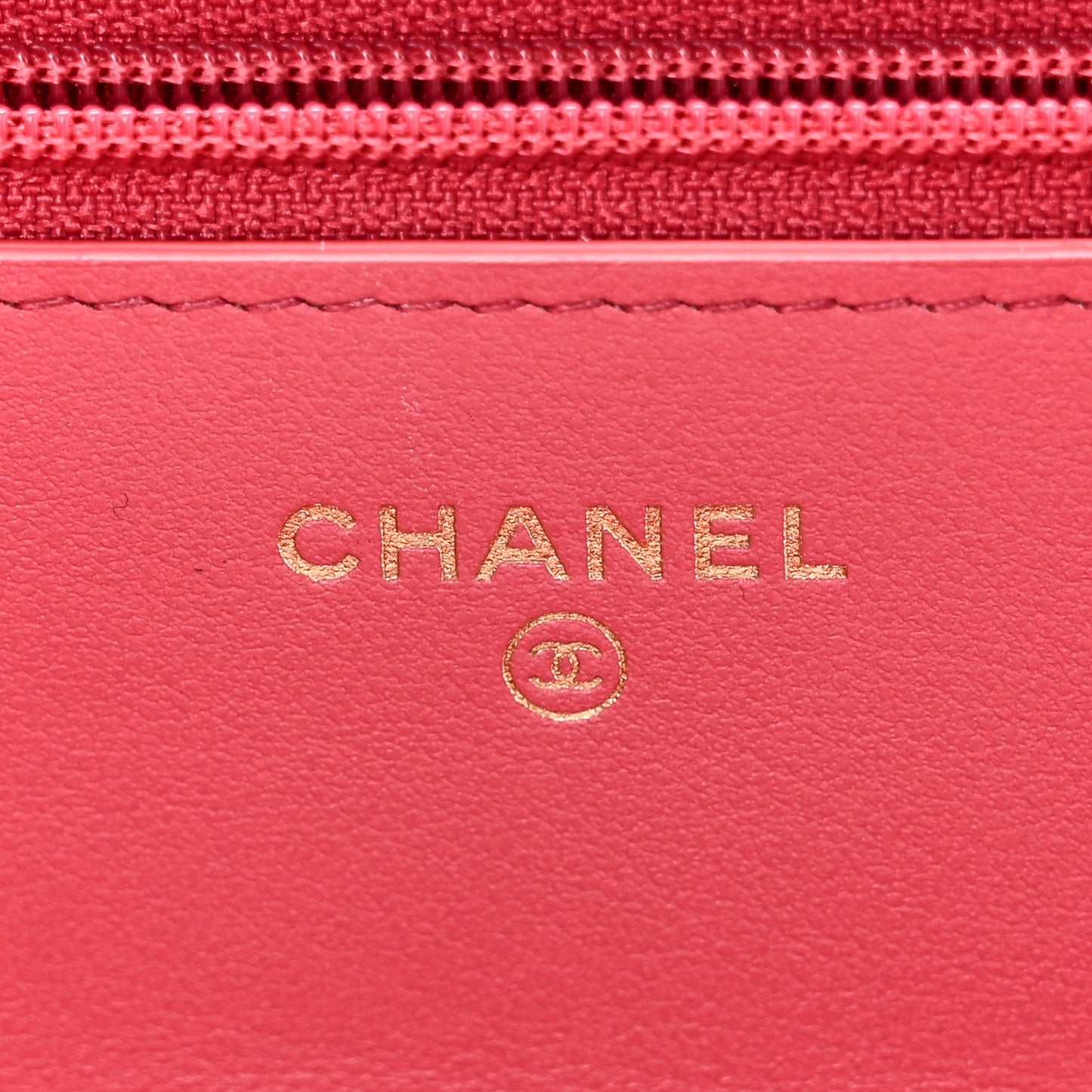 Shiny Goatskin Quilted Chanel 19 Wallet On Chain WOC Dark Pink