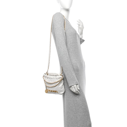 Chanel Shiny Calfskin Quilted Mini Chanel 22 White 2 of 11