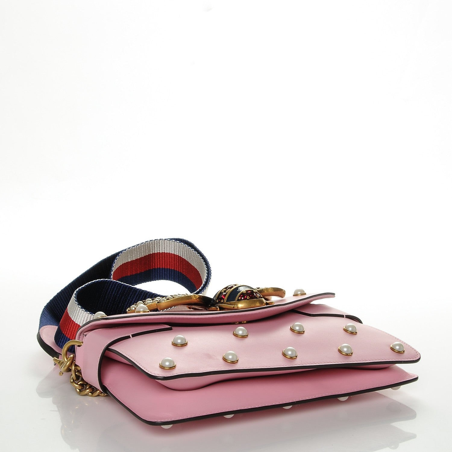 Gucci Nappa Pearl Studded Mini Queen Margaret Broadway Shoulder Bag Sugar Pink 4 of 7