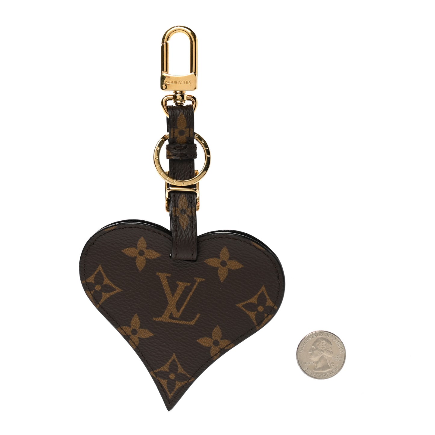 Epi Monogram Game On Heart Bag Charm Key Holder Red