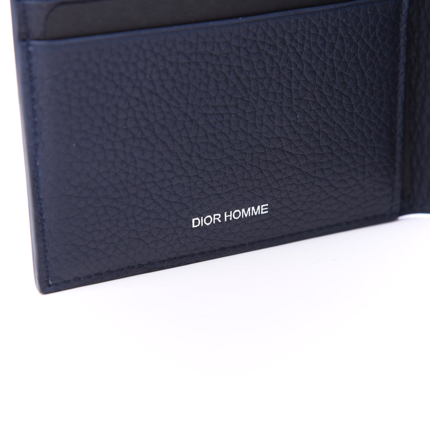 HOMME Grained Calfskin Passport Holder Navy Blue
