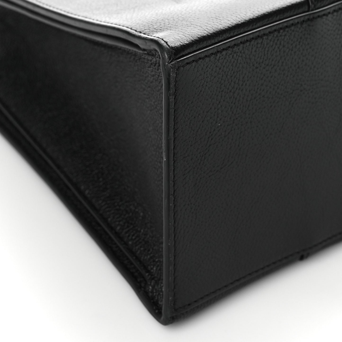 Grained Calfskin Hourglass Tote Black