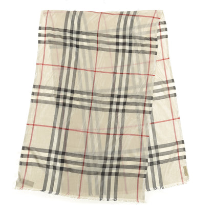 Burberry Metallic Silk Wool Gauze Giant Check Scarf Stone 1 of 3