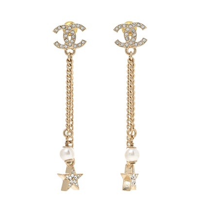 Chanel Crystal Pearl CC Star Earrings Gold 1 of 4