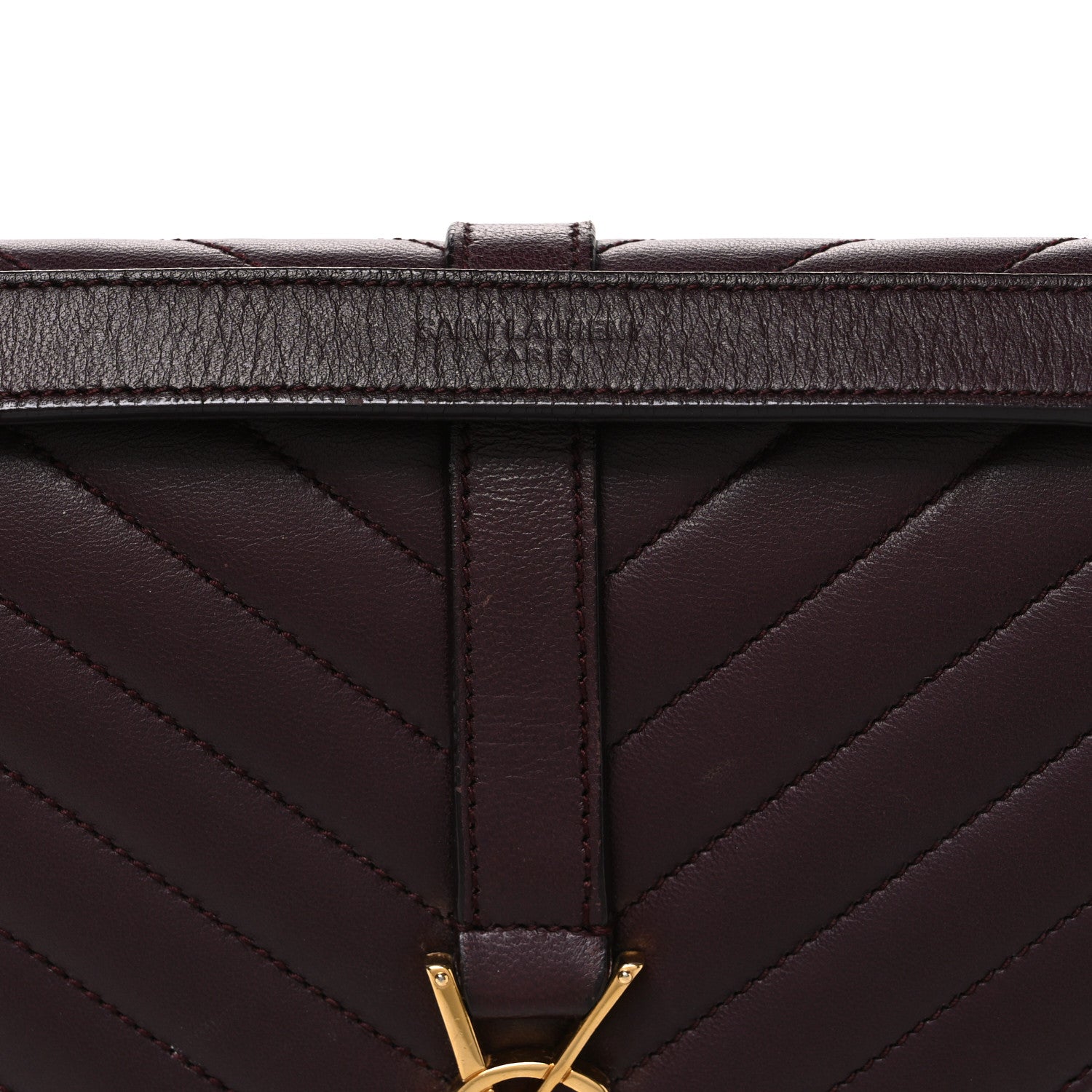 Saint Laurent Lambskin Matelasse Chevron Medium Monogram Satchel Amaranto 8 of 11