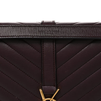 Saint Laurent Lambskin Matelasse Chevron Medium Monogram Satchel Amaranto 8 of 11