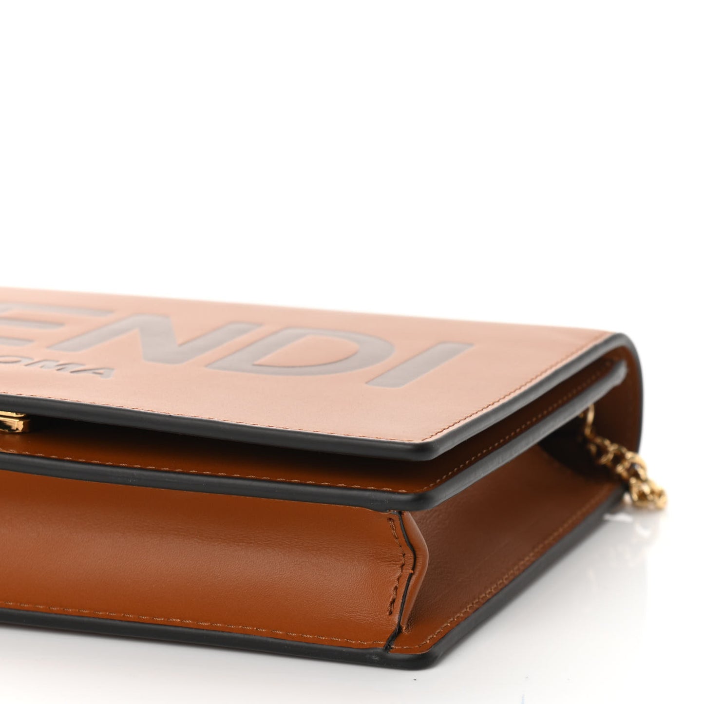 Vitello King Tamponato Logo Embossed Medium Wallet On Chain Cuoio