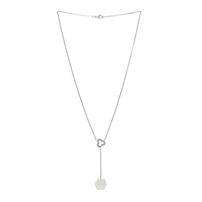 Chanel 18K White Gold Diamond Agate Camelia Sculpte Pendant Necklace 3 of 4