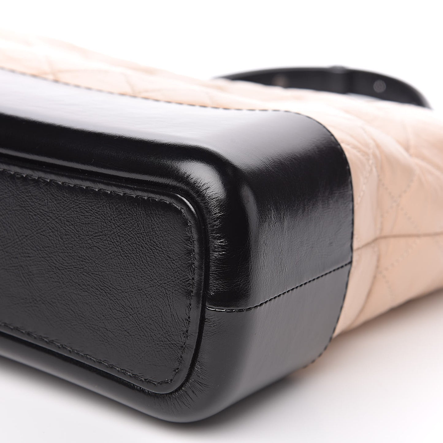 Aged Calfskin Quilted Medium Gabrielle Hobo Beige Black