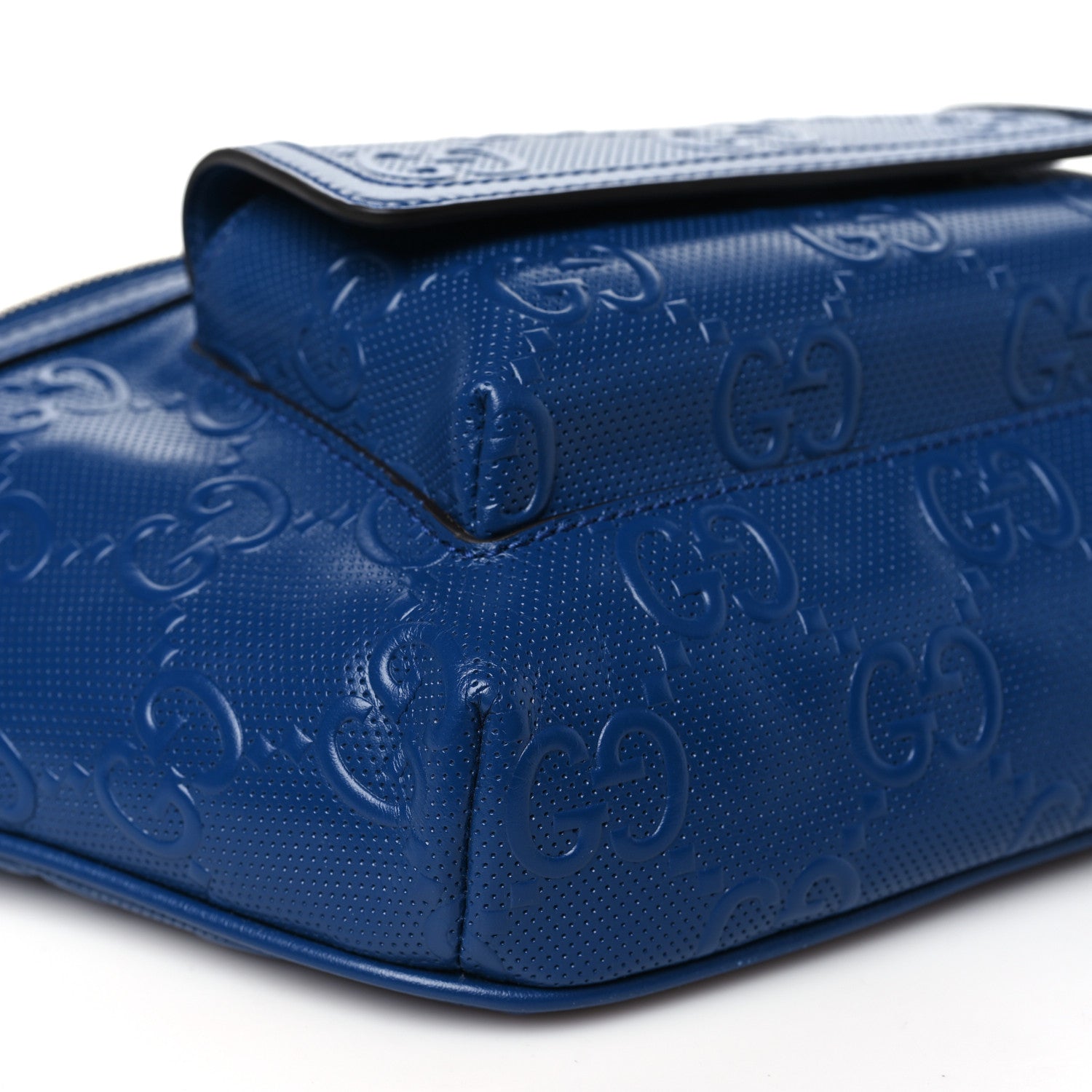 Gucci Calfskin GG Tennis Embossed Pocket Belt Bag Blue 9 of 10