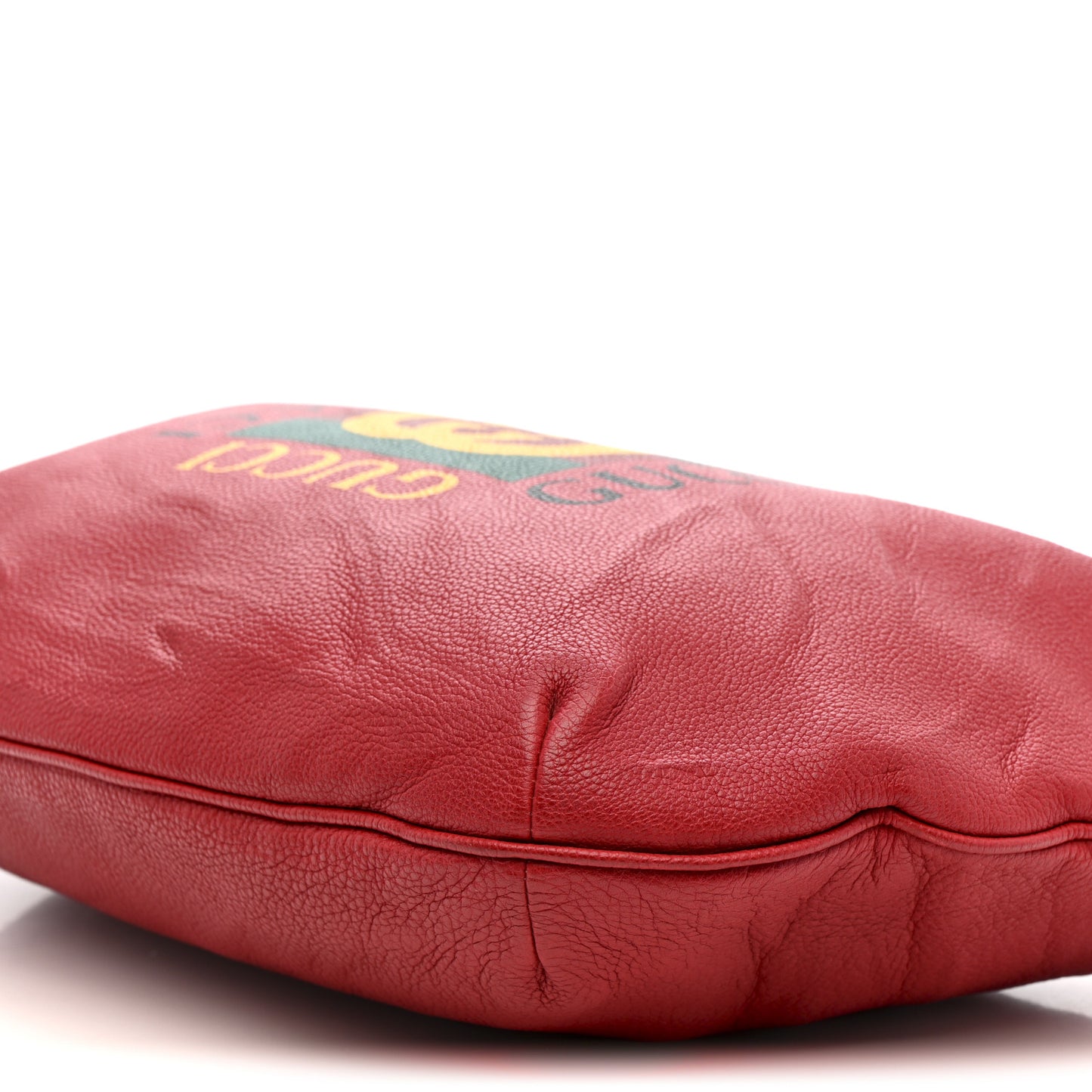 Grained Calfskin Logo Half Moon Hobo Red