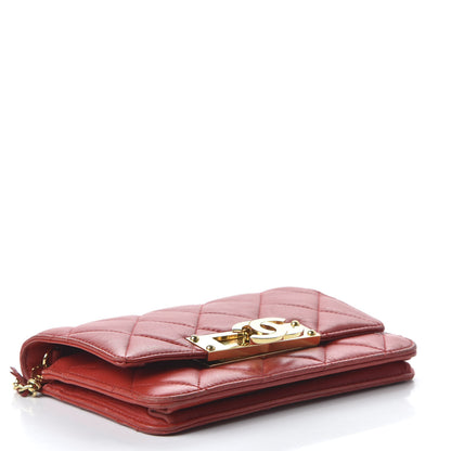 Chanel Lambskin Quilted Golden Class Wallet on Chain WOC Red 4 of 13