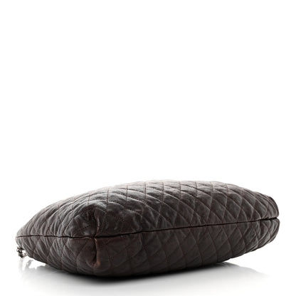 Chanel Distressed Glazed Caviar Quilted Large Elastic Tote Dark Brown 4 of 14