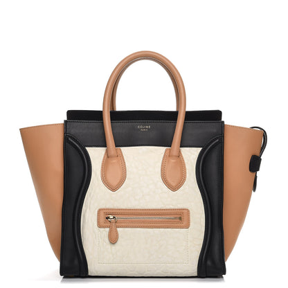 Celine Smooth Calfskin Shrunken Lambskin Mini Tri-Color Luggage White 1 of 10