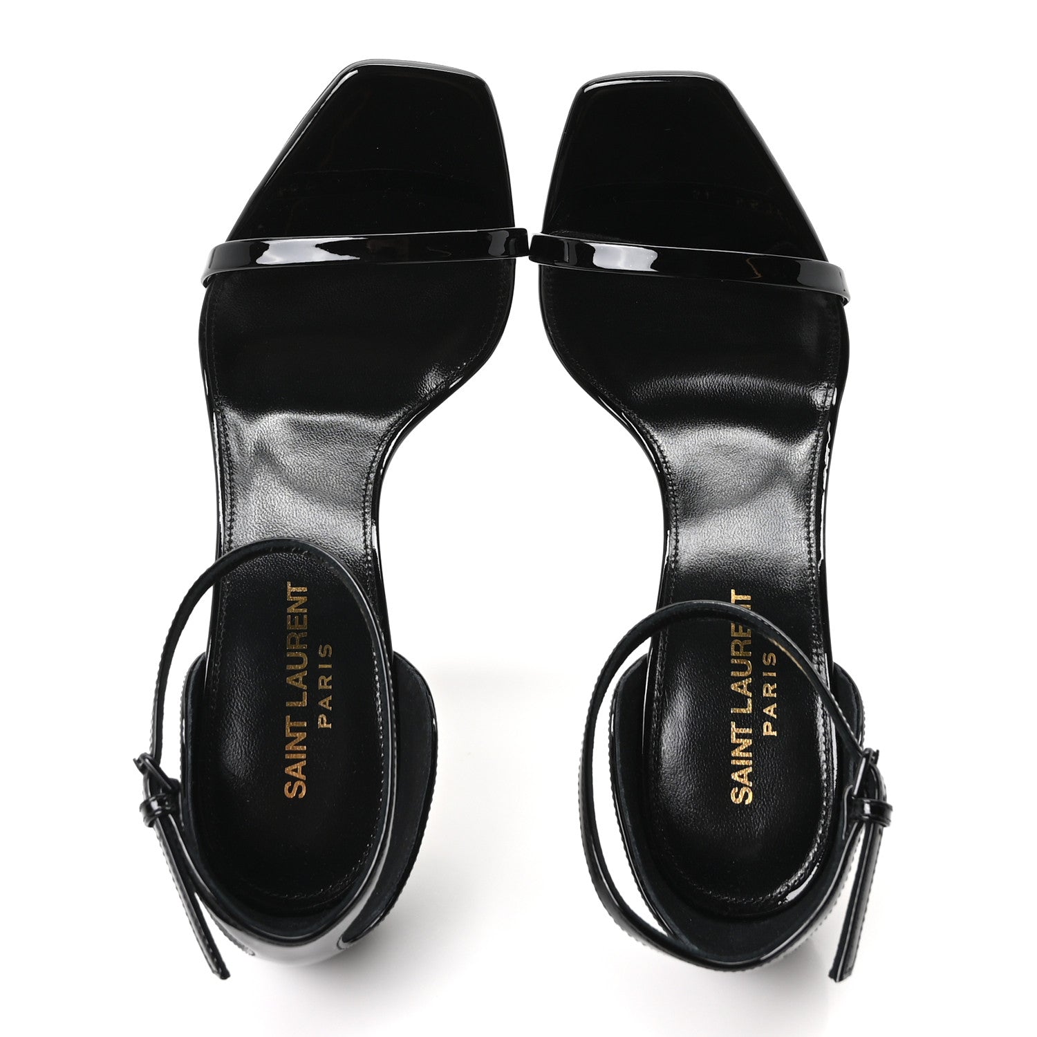 Saint Laurent Patent Calfskin Opyum 110 Sandals Black Gold 37 Black Gold 3 of 20