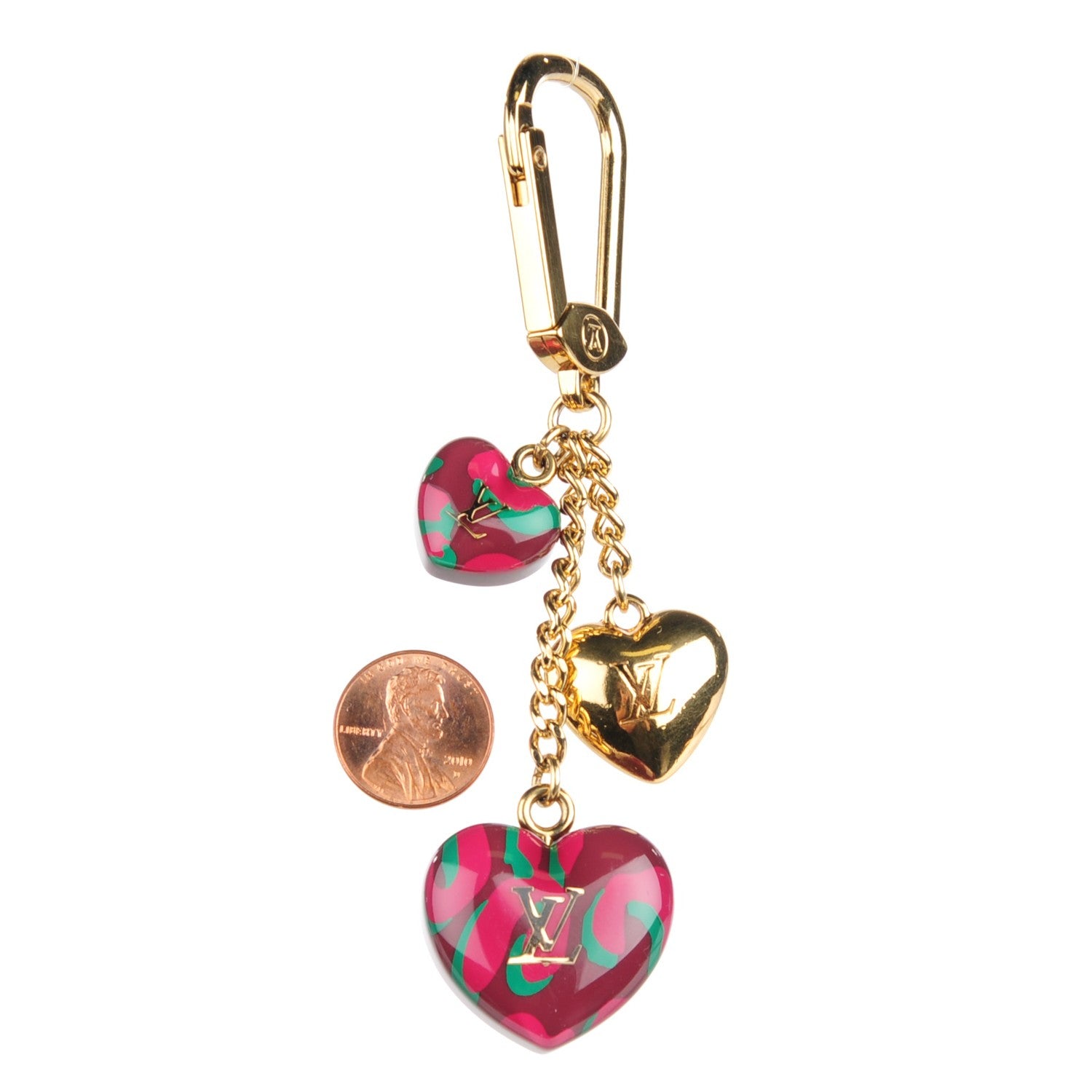 Louis Vuitton Leopard Heart Bag Charm Key Holder Rouge Fauviste 2 of 3