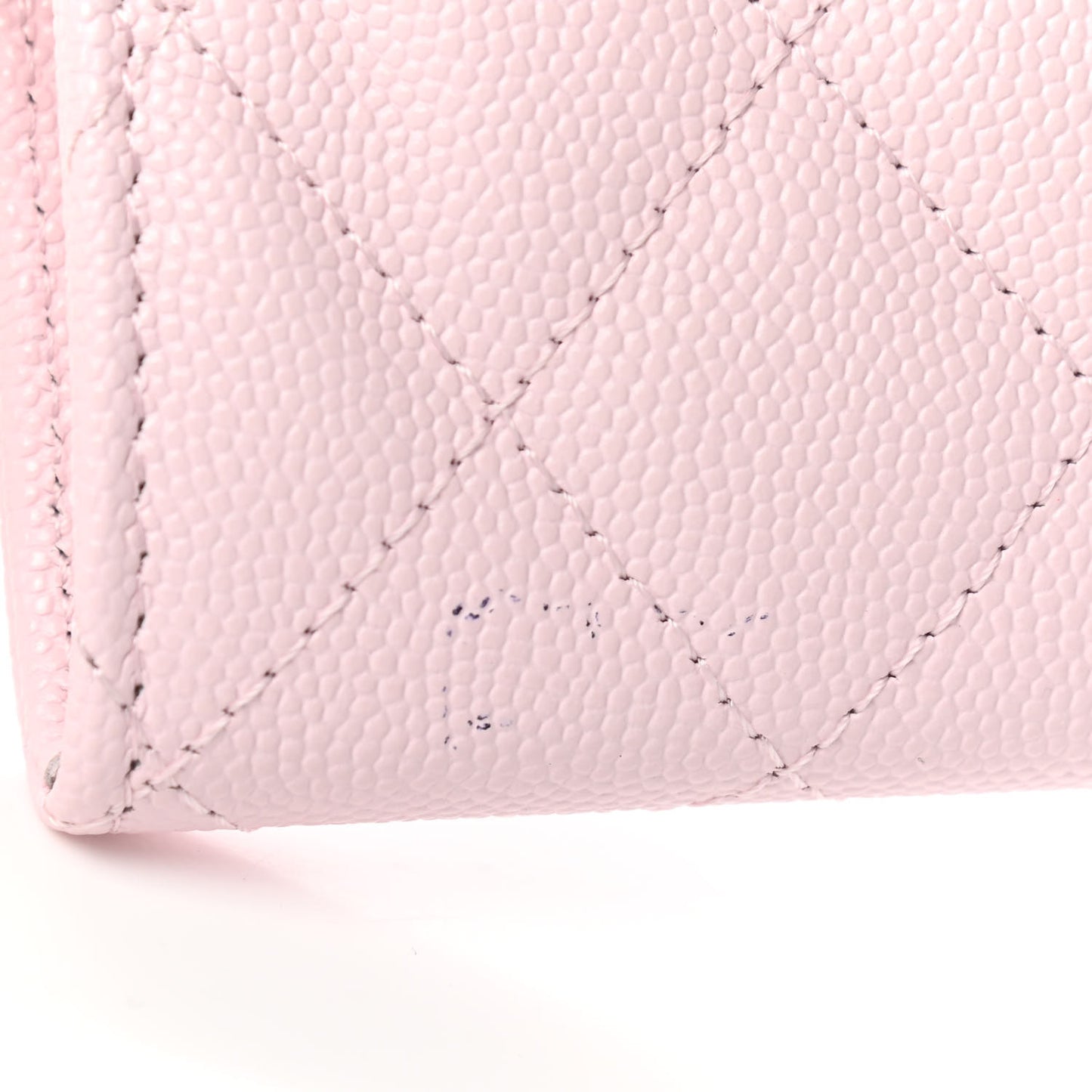 Caviar Quilted Flap Card Holder Wallet Light Pink