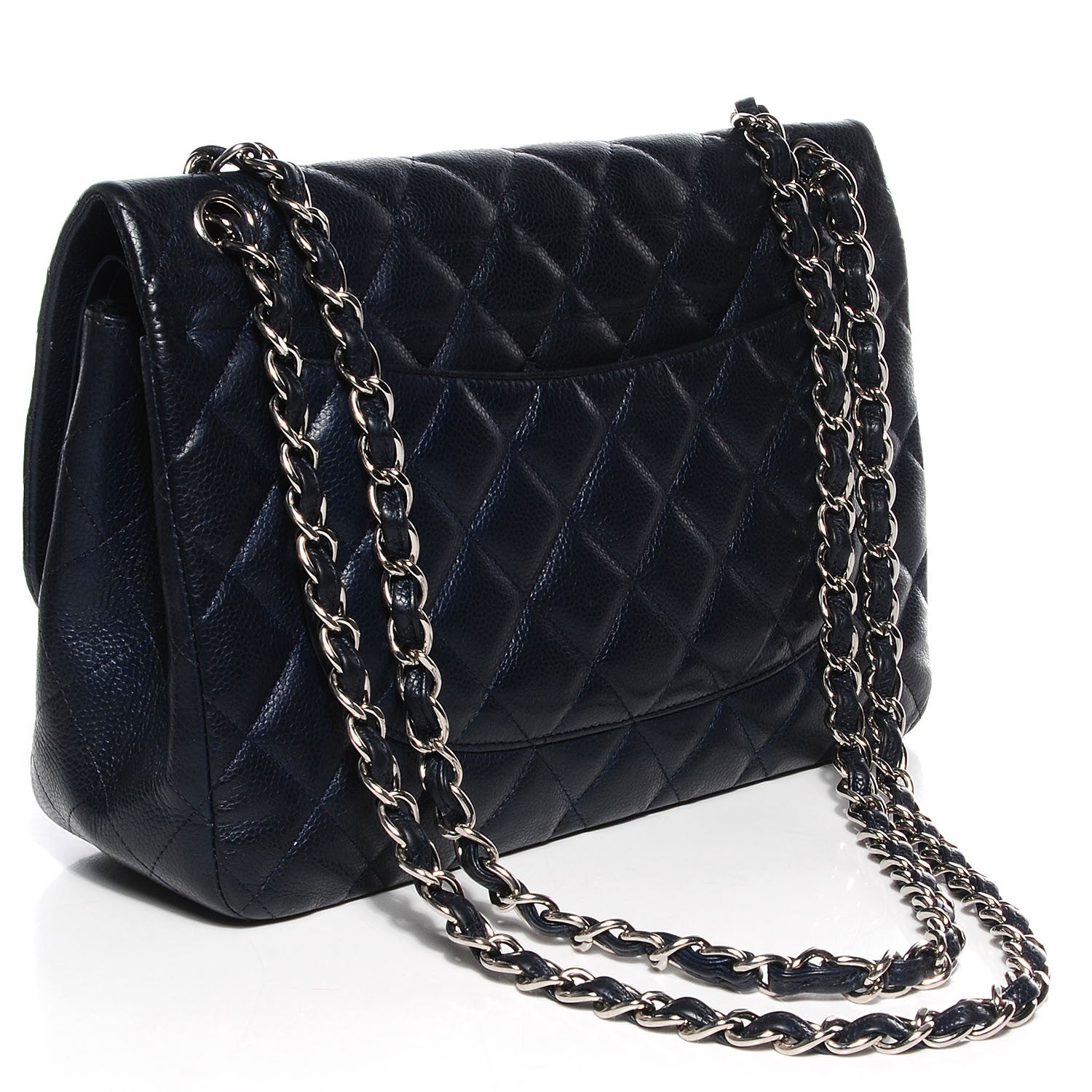 Chanel Caviar Quilted Jumbo Double Flap Navy Blue 3 of 9