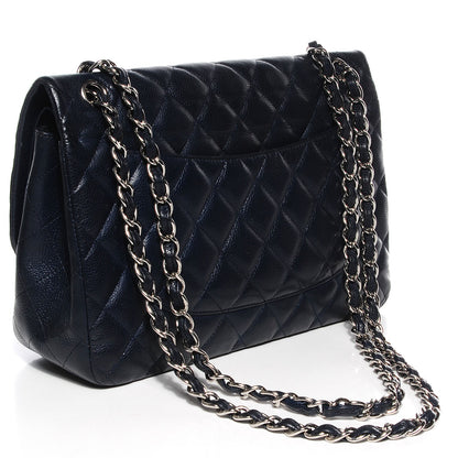 Chanel Caviar Quilted Jumbo Double Flap Navy Blue 3 of 9