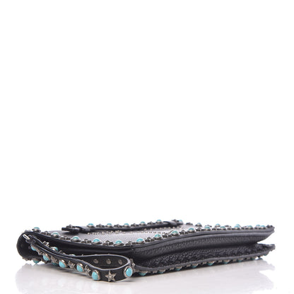 Valentino Garavani Pebbled Calfskin Star Rockstud Rolling Wristlet Clutch Black 4 of 11