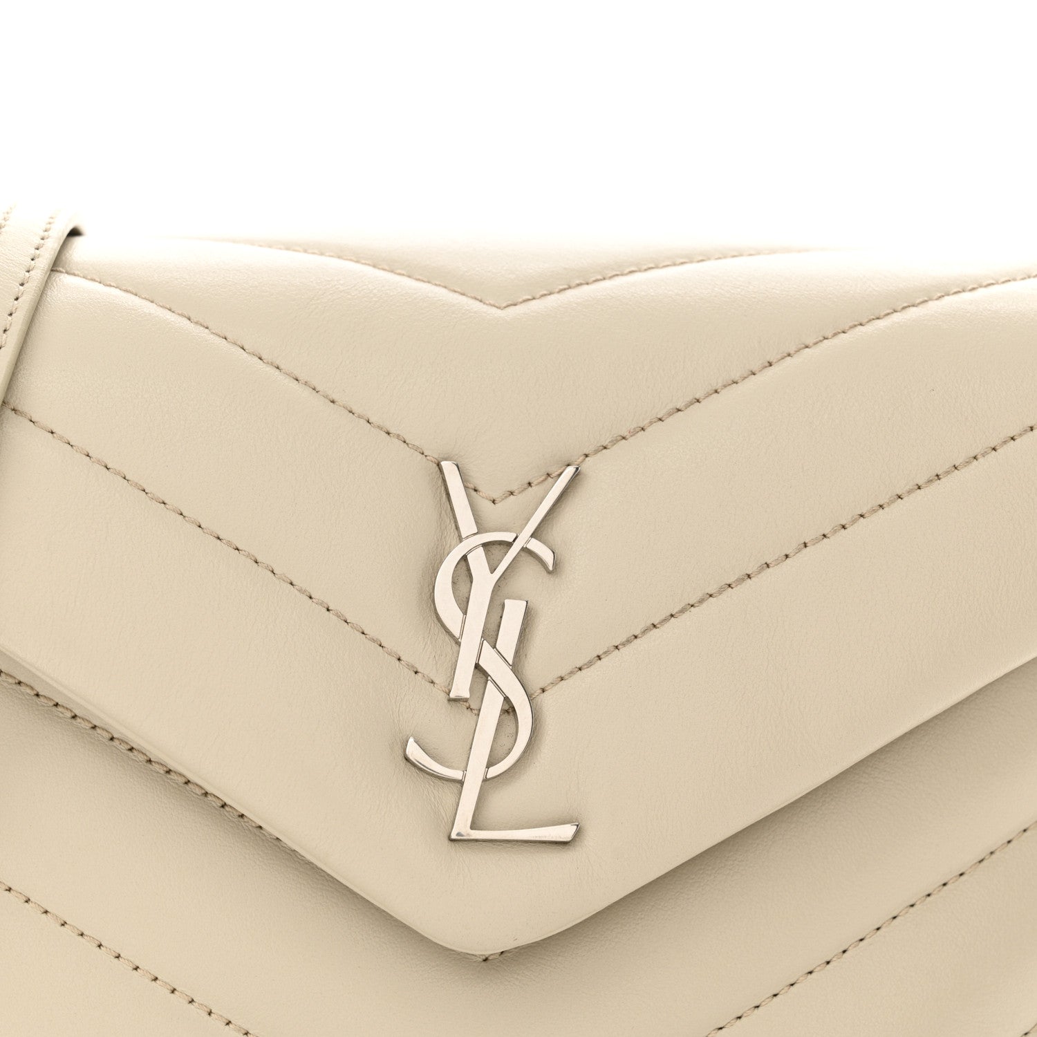 Saint Laurent Calfskin Y Quilted Monogram Toy Loulou Crossbody Bag Crema Soft 8 of 13